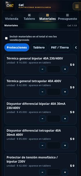 Materiales y protecciones