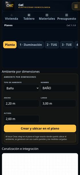 Planos y ambiente por dimensiones